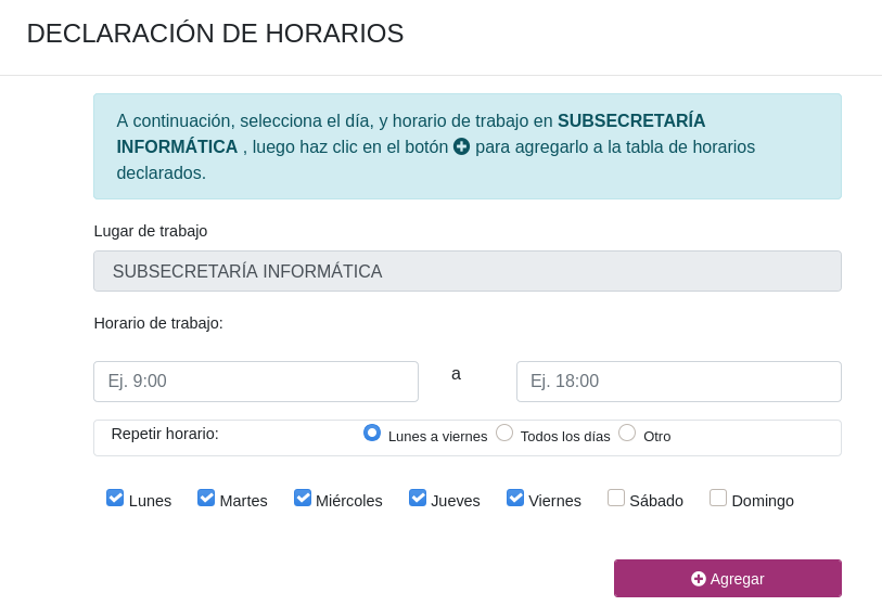 [Formulario de declaración de horarios]